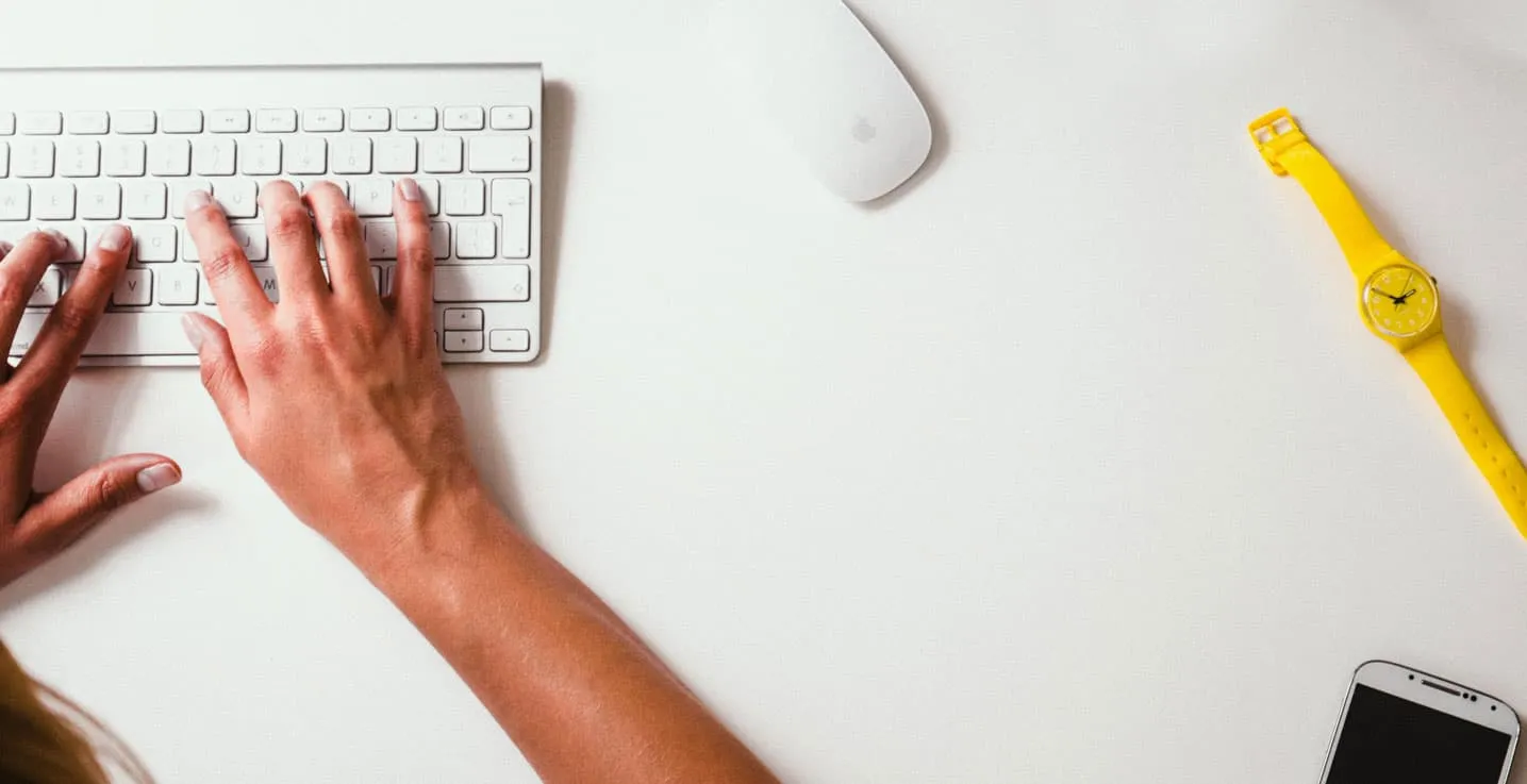 decorative hands on keyboard